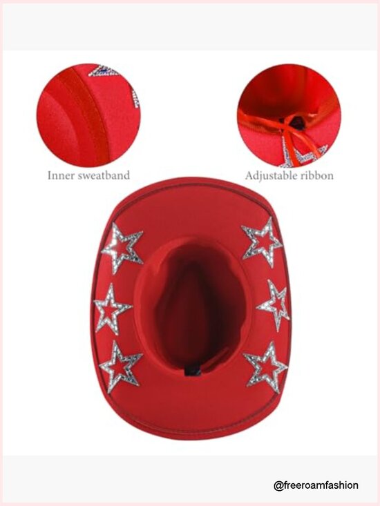 Rhinestone Cowboy Hat Womens Sparkly Wide Brim Cowgirl Hat Glitter Size M-L main image 5